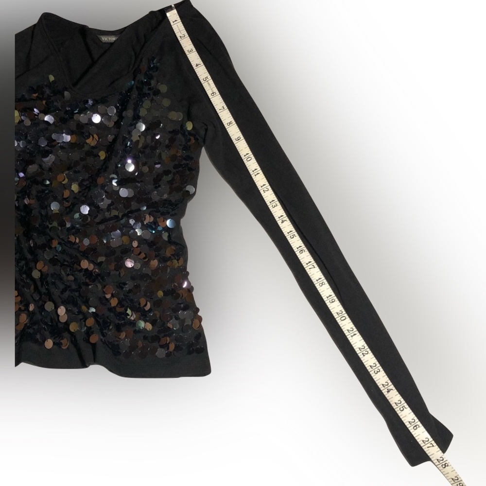 Victoria's Secret Long Sleeves Sequin Black Top Size  M - Picture 4 of 13
